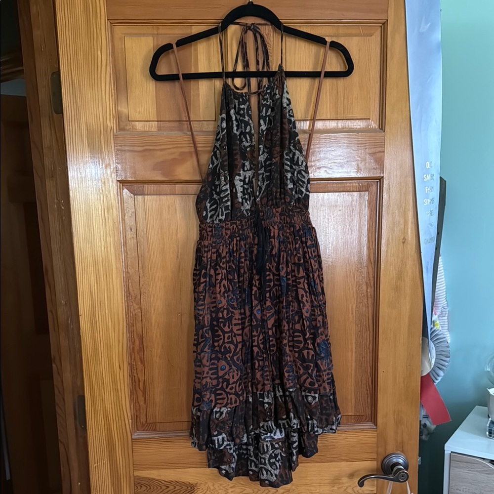 Free People Backless Brown and Black Dress